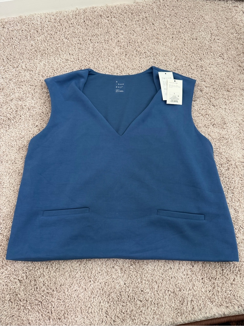 a new day Sleeveless V-Neck Knit Tank - Navy Blue